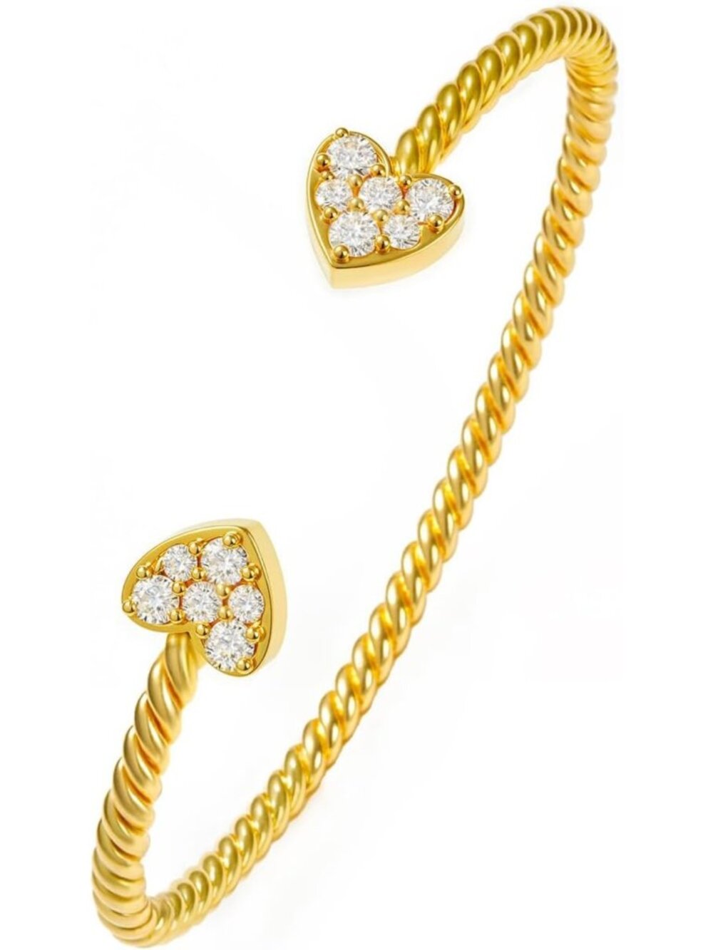 18K Gold Plated Heart Bracelet for Women with Sparkling Cubic Zirconia